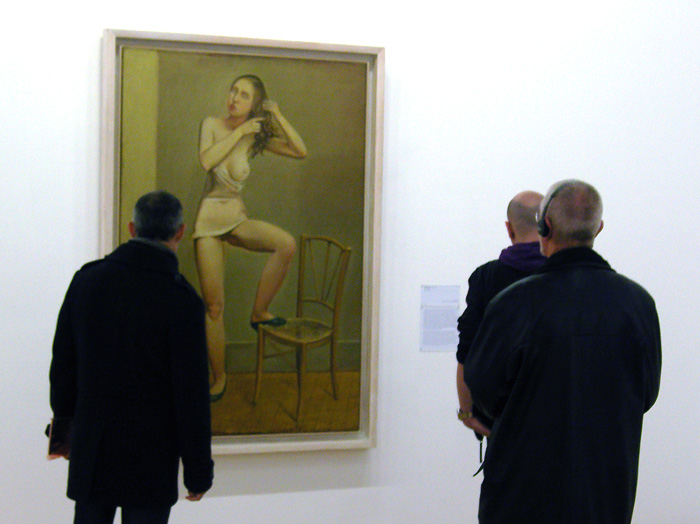 Balthus painting with male viewers.