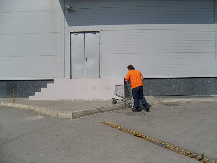man with shopping trolley 